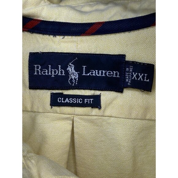 Ralph Lauren Polo Men's XXL Yellow Classic‎ Fit Long Sleeve Oxford Shirt - Picture 3 of 4